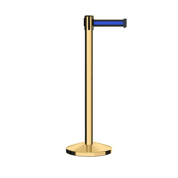 Montour Line Stanchion Belt Barrier Pol.Brass Post 13ft. Bk/Bl Belt M630-PB-BBH-130